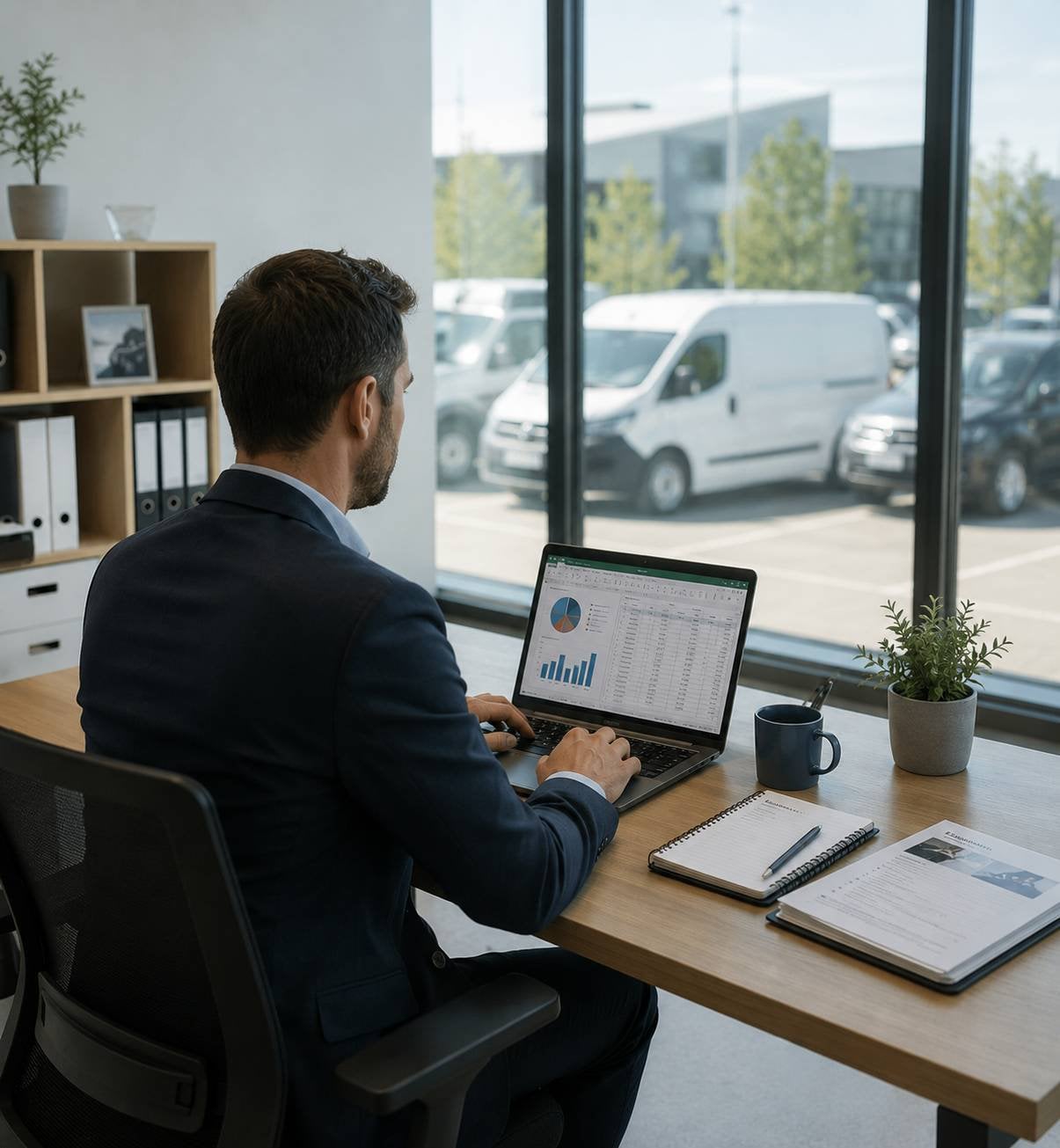 Un expert en fiscalité auto Cobredia Mobility à son bureau