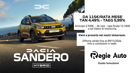 Dacia Nuova Sandero hybrid offer at Viterbo