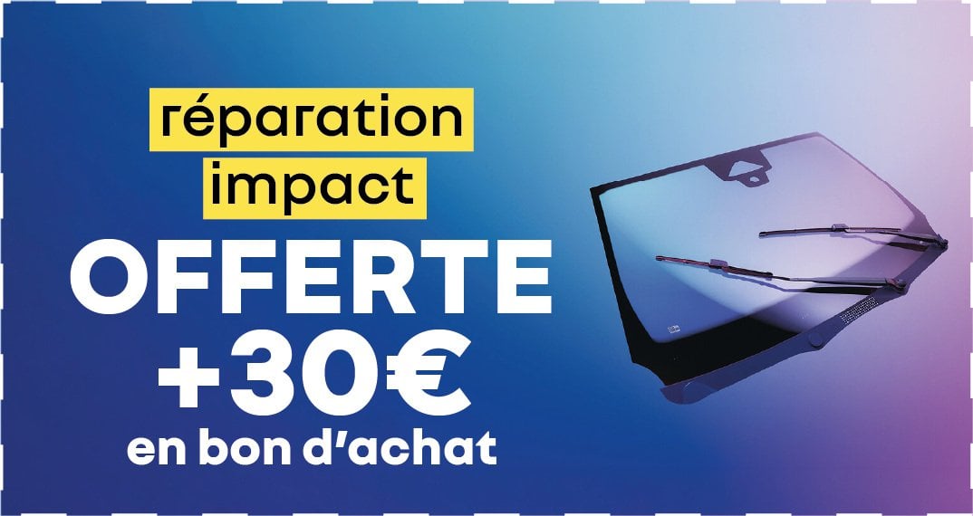 La rentrée des bonnes affaires - Réparation d'impact de pare-brise offerte et 30 € en bon d'achat chez Renault