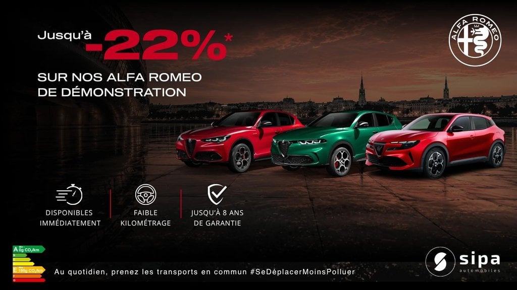 Jusqu'à -22% sur nos Alfa Romeo de démonstration