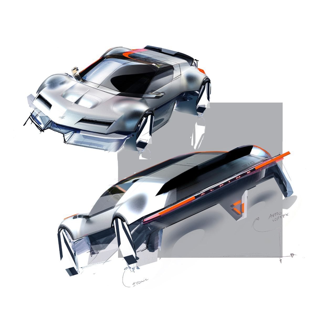 Bozzetto di design della Alpine A310 VISION